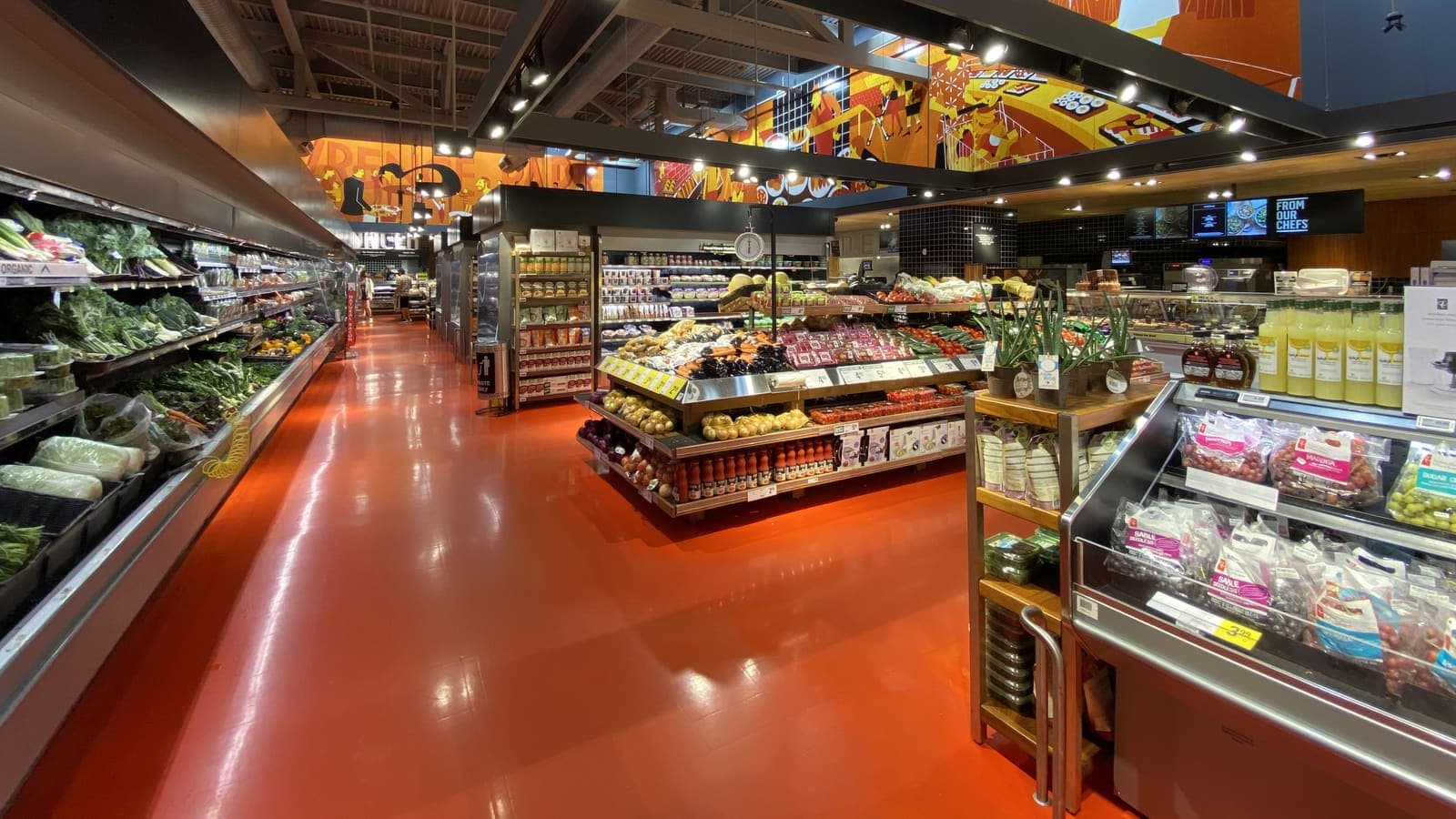 Packaged products on a retail shelf
